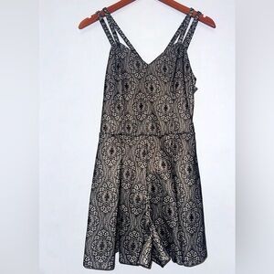 She & Sky Black Lace Overlay Romper